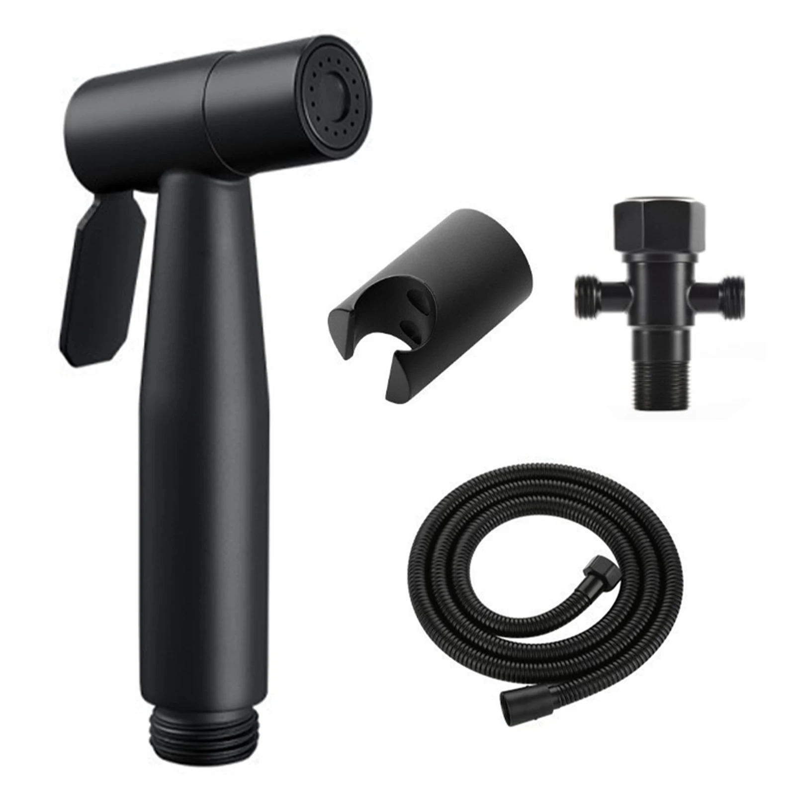 

Stainless Steel Tee Handheld Easy Install Multipurpose With Base Home Bathroom Flexible Tube Cleaning Tool Bidet Sprayer Set
