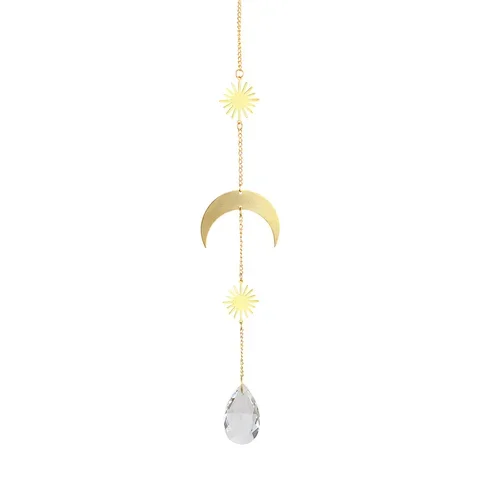 

Crystal Hanging Light Catcher Moon Sun Heart Ball Wind Chime Pendant Outdoor Garden Home Balcony Rainbow Maker Decor Gift