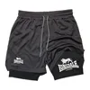Print 2 in 1 Running Shorts for Men Gym Workout Compression Shorts with Phone Pocket Towel Loop Summer Sport Athletic Activewear 3