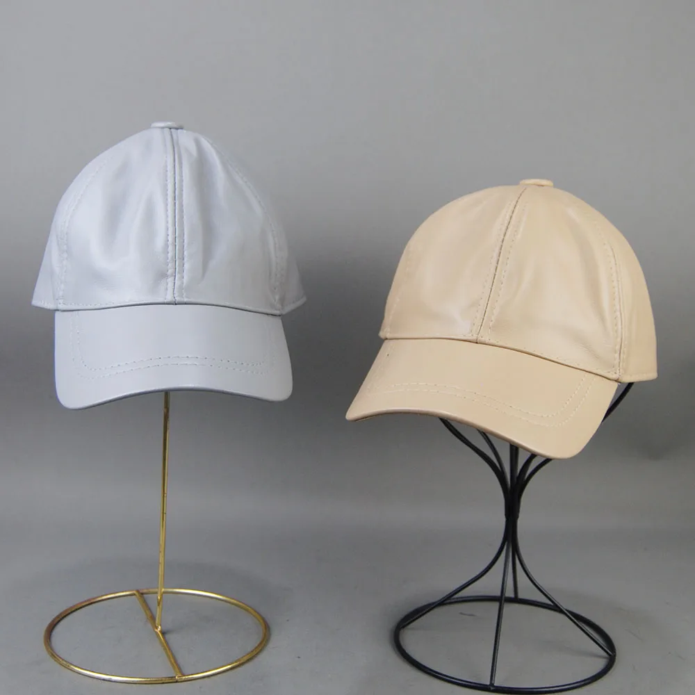 Autumn Winter Unisex Genuine Real Sheepskin Leather Hat Outdoor Casual Trucker Men Temperament Style Snapback Sport Baseball Cap