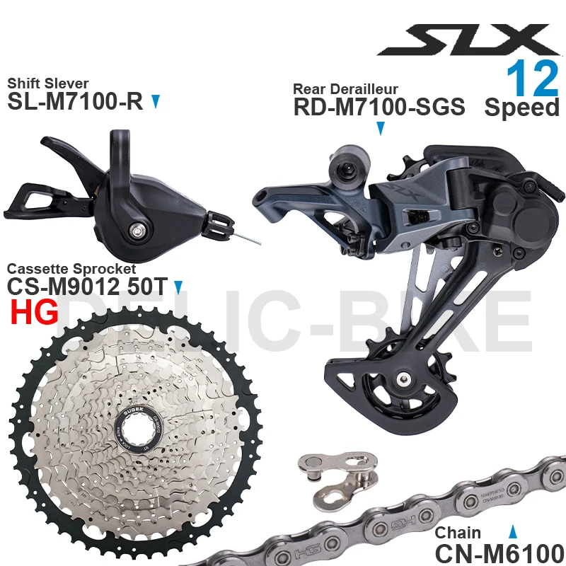 SHIMANO SLX M7100 1x12 Speed Groupset Shifter Rear Derailleur Cassette Sprocket 11-50T/52T CN-M6100 Chain