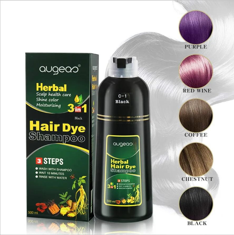 Herbal 500ml Natural Plant Conditioning Hair Dye Black Shampoo Fast Dye