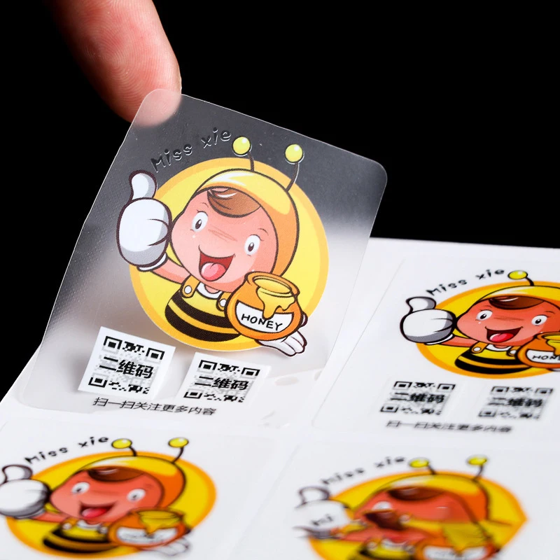 

Transparent bronzing self-adhesive label circular logo sticker trademark printing transparent sealing sticker customized