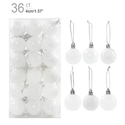 Festive Christmas Tree Ornaments - Elegant Hanging Decorations for Home and Party Decor 2023 (36pcs white)