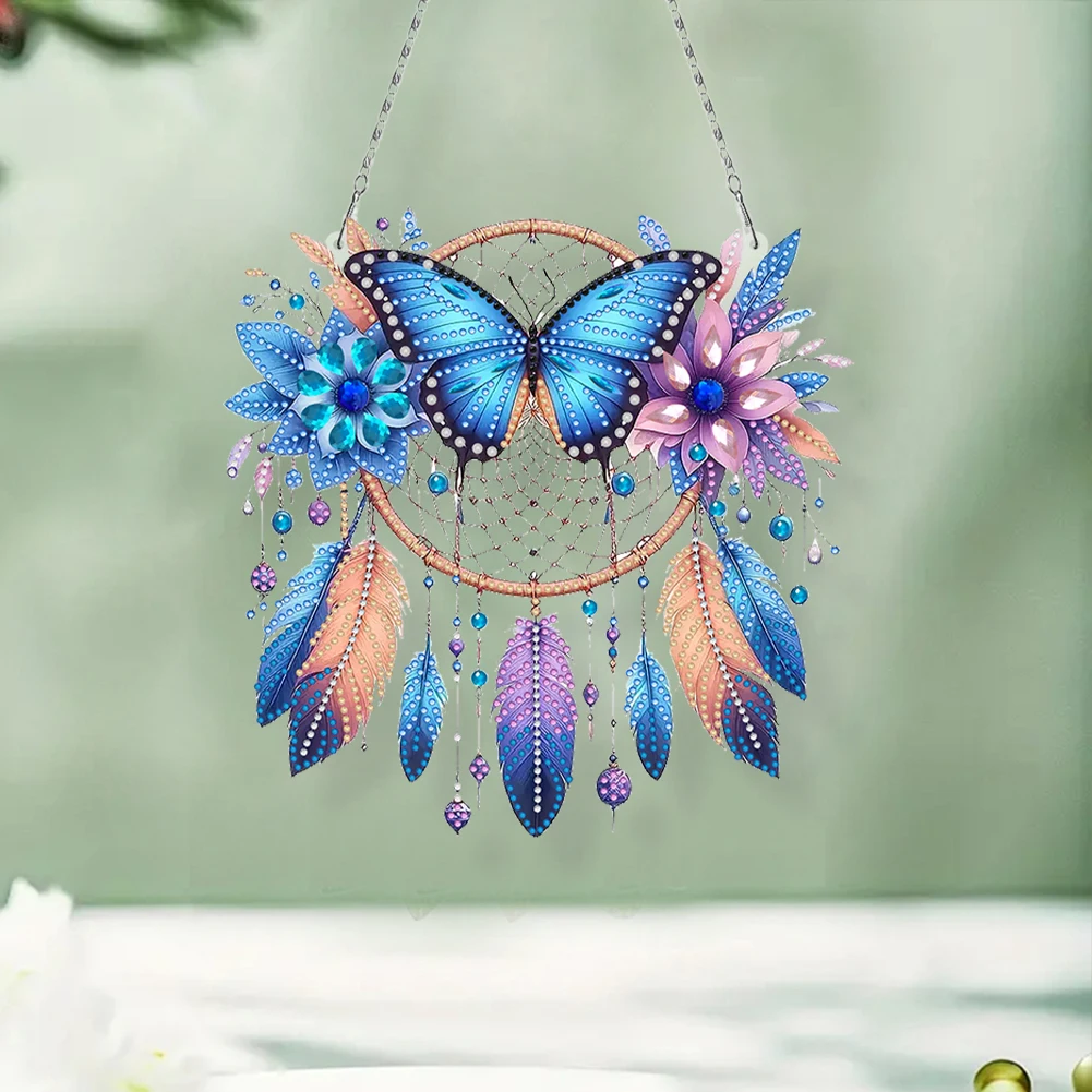 2D/Flat DIY Special Shape Rhinestone Diamond Art Window Pendants Dream Catcher Diamond Art Pendant Wall Decor for Home & Windows