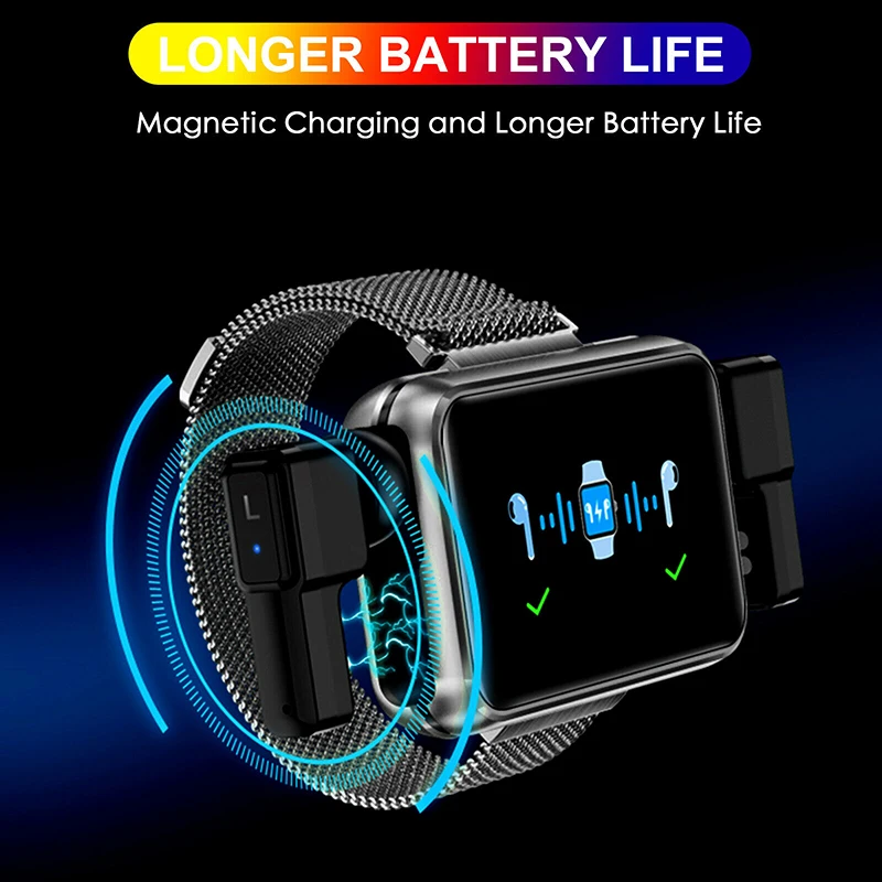 T91 Smart Watch Men TWS Wireless Bluetooth Headset 2020 1.4 Inch Big DIY Screen Bluetooth Call Weather Smartwatch