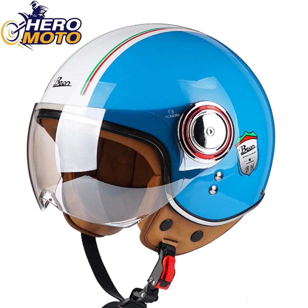 BEON Motorcycle Helmet Vintage Moto Helmet Men Women Moto Capacete De Moto Moto Scooter Motorbike Helmet Chopper 3/4 Open Face