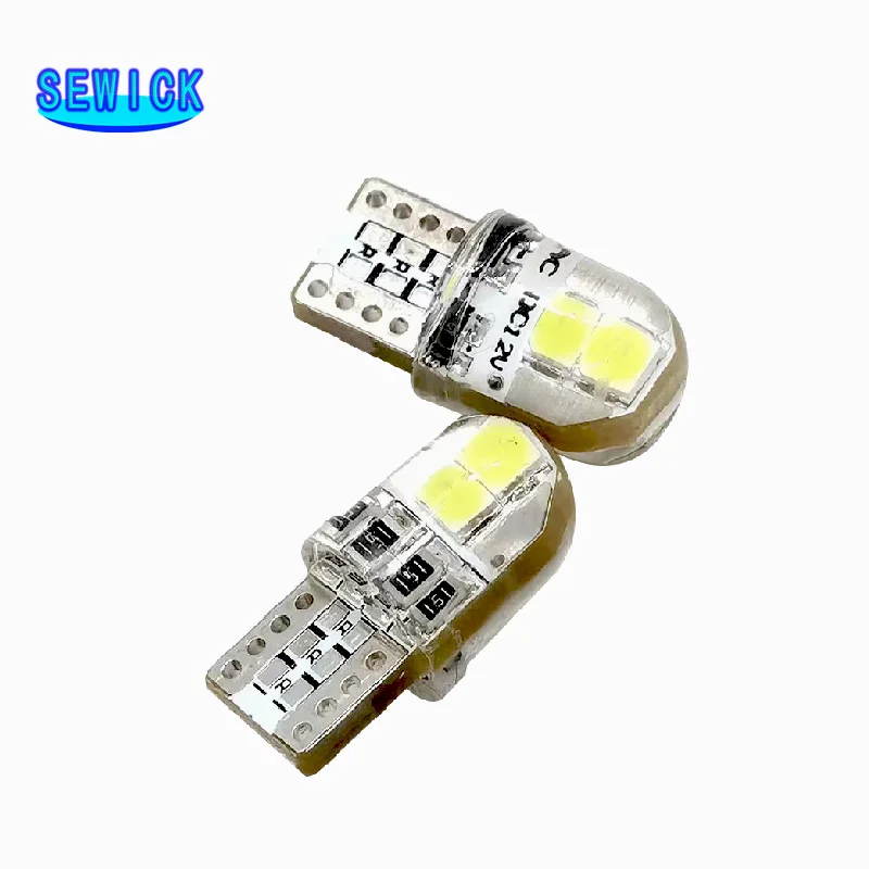 

100pcs Silicone T10 Car Led Bulbs 4 SMD 3030 led 194 168 Non Polar Silicone Shell License Plate Lights Map Trunk Lamp DC 12V