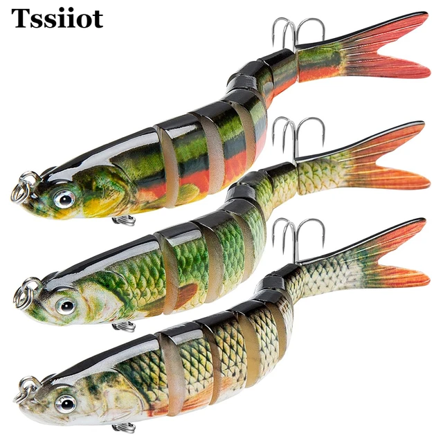 Bass Fishing Lure Topwater Bass Lures Fishing Lures Multi Jointed Swimbait Lifelike Hard Bait Trout Perch Pack of 3, Size: Small, 3-E