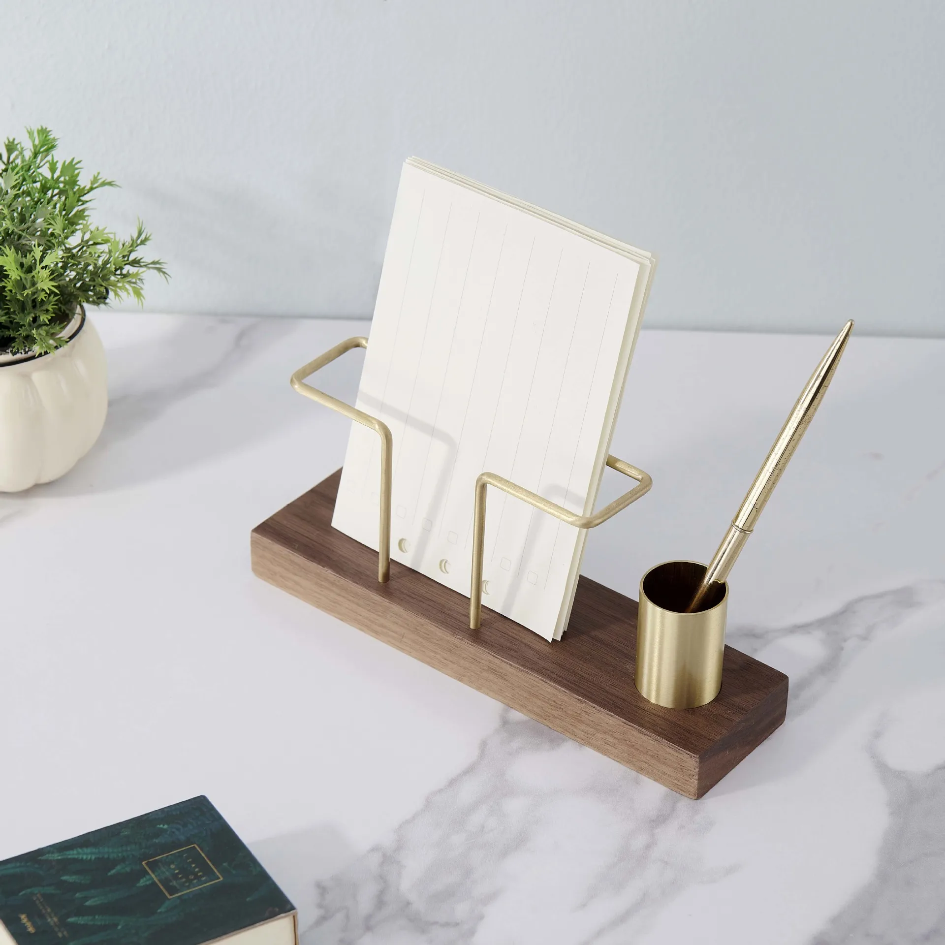

Walnut Wooden Tissue Holder Countertop 2 in 1 Napkin Holder Rack and Toothpick Holder Sheet Papper Storage Caddy