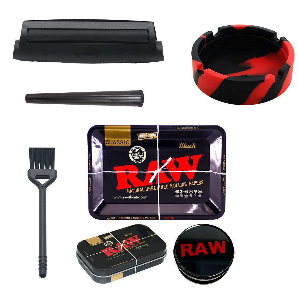 60MM 2-Layer Herb Grinder+ Metal Tobacco Box+Manual Cigarette Rolling With+Ashtray + Storage Tube+Tobacco Cigarette Tray 1