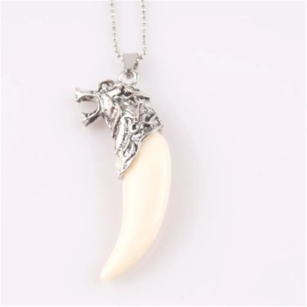 Punk Amulet Jewelry Spike Necklace Wolf Tooth Men