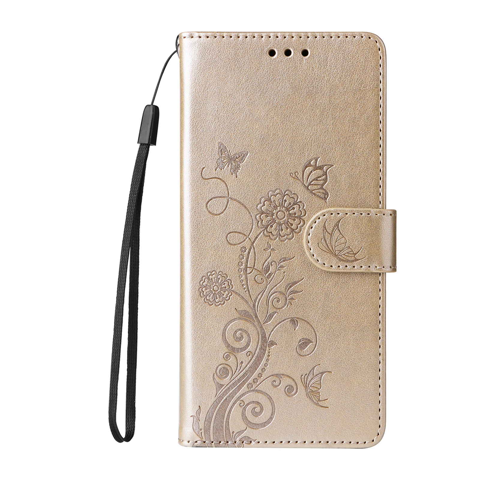 Elegant Leather Flip Cover Wallet Phone Case with Fringed Iris Card Slot
