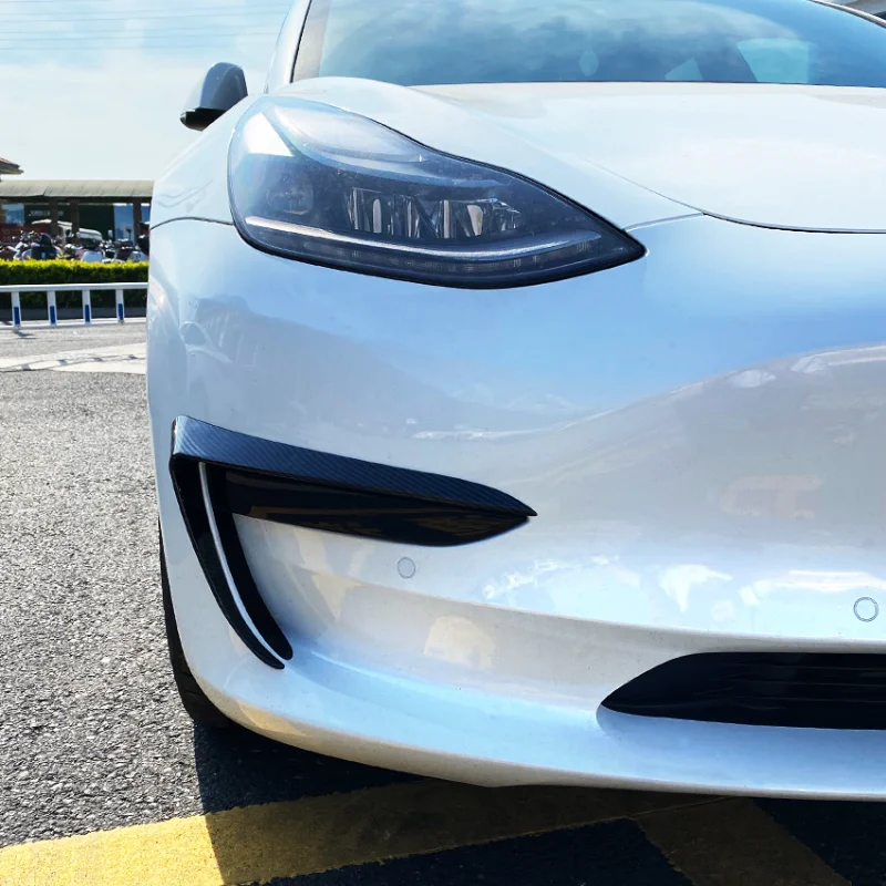 Front Bumper Cover Wind Knife for Tesla Model 3 Y ABS Glossy Black Fog Lamp Trim