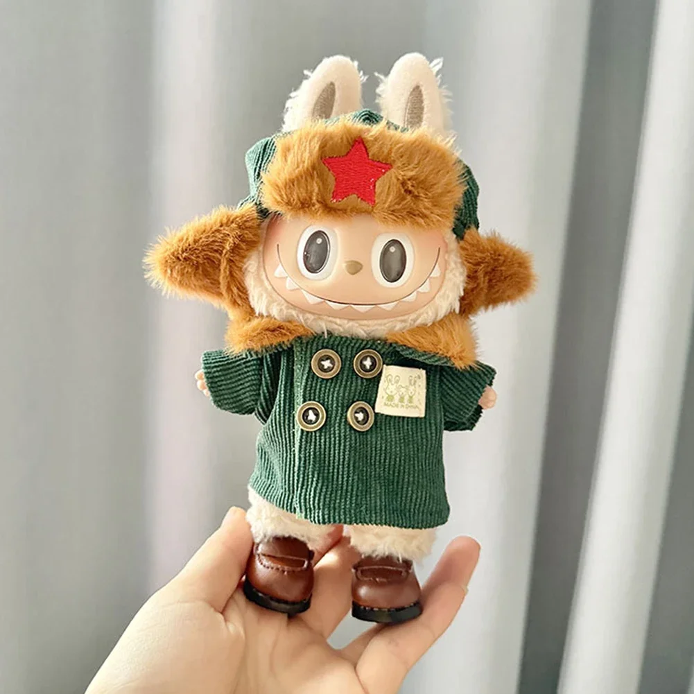 For 17 cm Labubu Clothes Pendant for Labubu Sitting Party Outfit Baby Clothes for Winter Coat Set 2