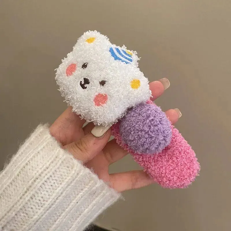 White Bear ball large plush hairpin