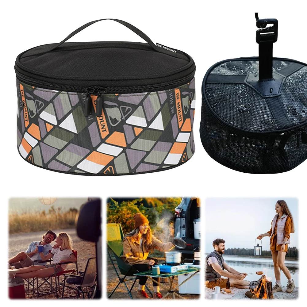 Camping Cookware Storage Bag Waterproof Camping Tableware Organizer Large Capacity Camp Bowl Cups Container for Outdoor Camping