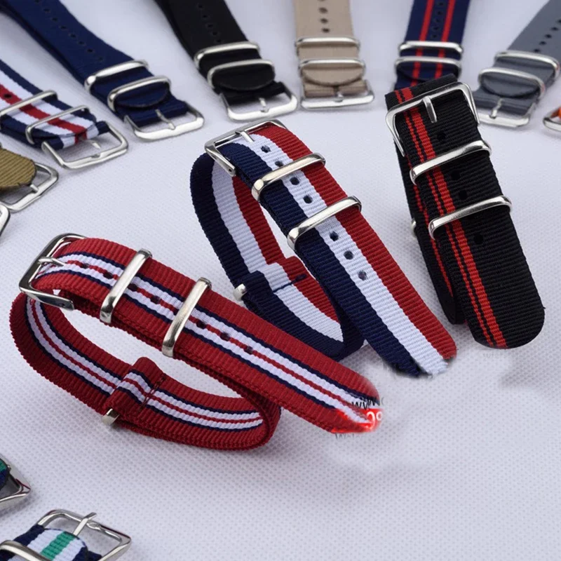Premium Woven Nylon Sport Watch Band with Steel Buckle