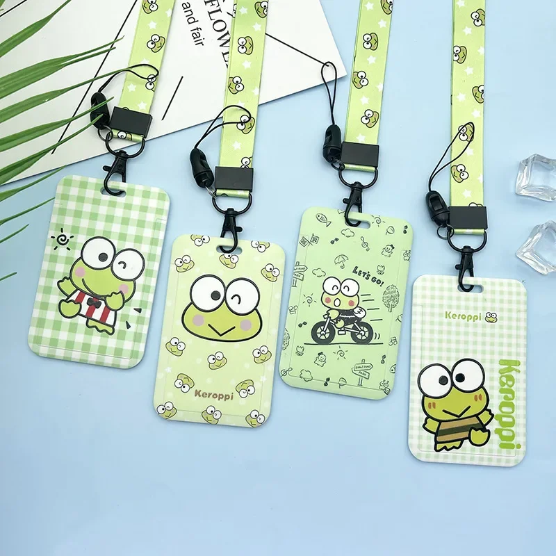 

Sanrio Kawaii Keroppi ID Case Cartoon Cute Hanging Neck Work Card Access Control Card Holder Anime Student Card Protective Case