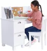 Wooden Study Desk for Children with Chair, Bulletin Board and Cabinets, White 1