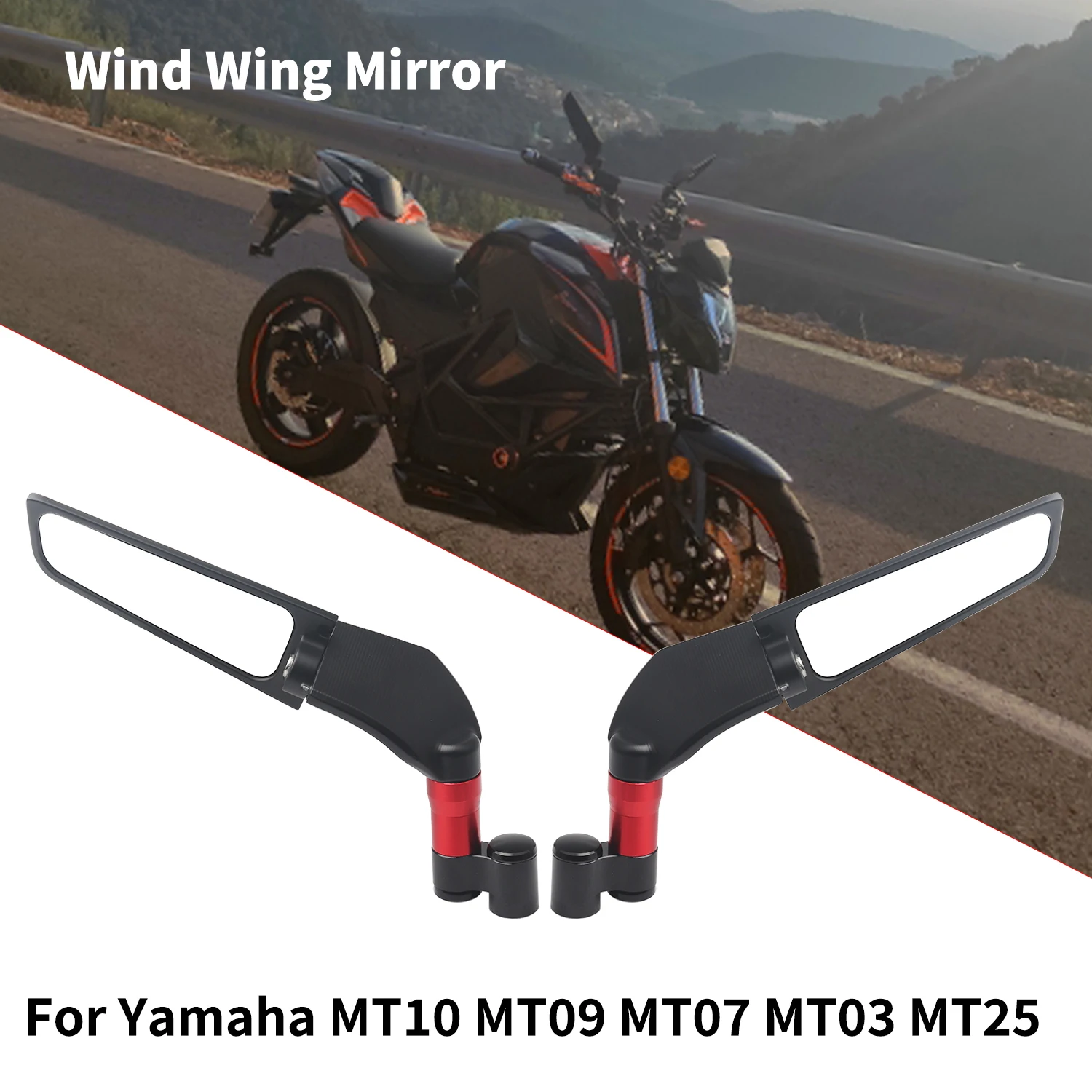 

For Yamaha MT10 MT09 MT07 MT03 MT25 MT01 MT15 MT125 Universal Motorcycle Mirror Wind Wing side Rearview Reversing mirror