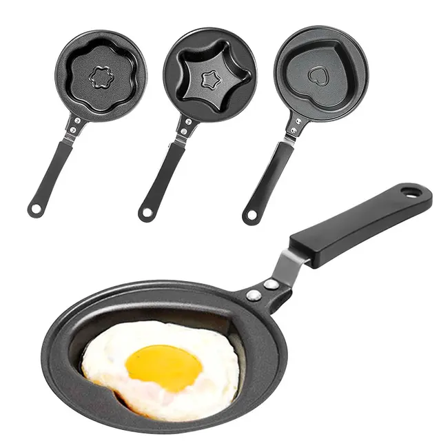 4.7'' One Egg Frying Pan Portable Mini Fried Egg Pan Heart Flower Star  Shaped Nonstick Breakfast Skillet Cook Pan for Stove Top - AliExpress