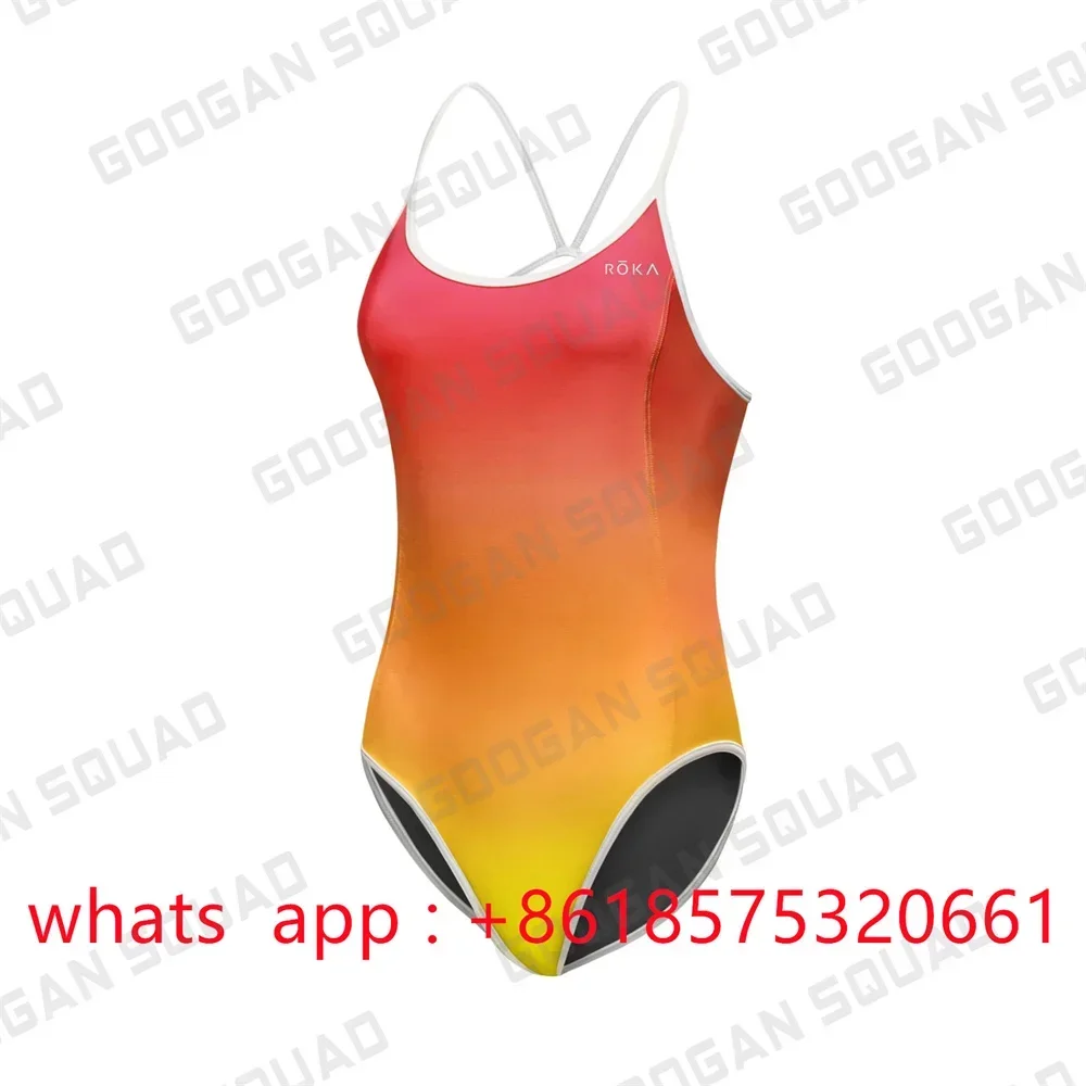 Women One Piece Spaghetti Straps Swimsuit Swimwear Bikini Sexy Printing Bathing Suit Open Water Swimming Training Swim Suit New