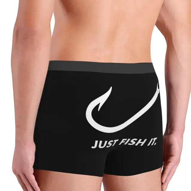 Male Cool Fishing Just Fish It Underwear Fisherman Boxer Briefs Soft Shorts Panties  Underpants