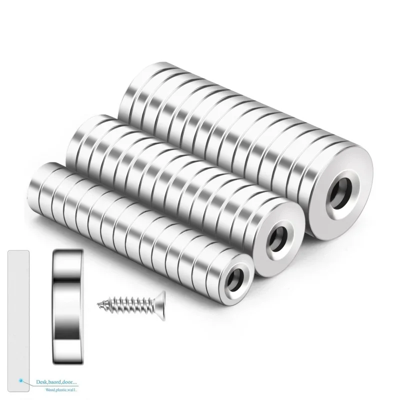 10x5-M3/12x5-M3/15x3-M4 Hole Strong Countersunk Round  Neodymim Imans Powerful Rare Earth Permanent Fridge Magnts with hole 3