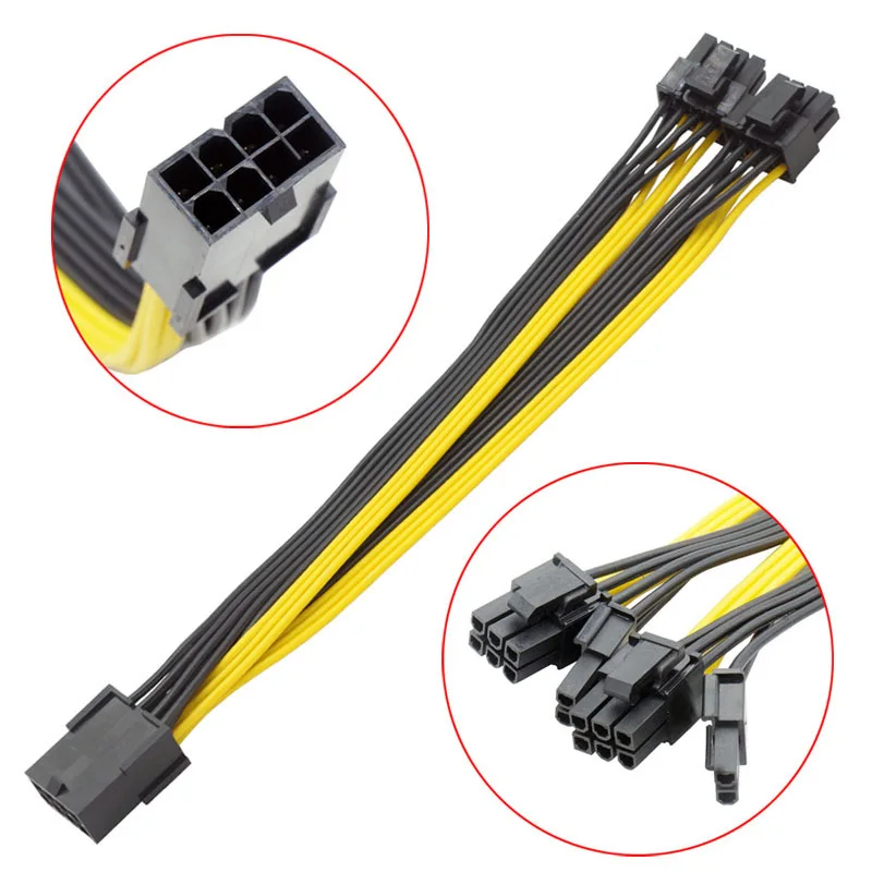 

20cm PCI Express 8 Pin Female to Dual Male 8 (6+2) Pin 2x PCIE Extension Cable VGA Graphic Video Card GPU Power Supply Splitter