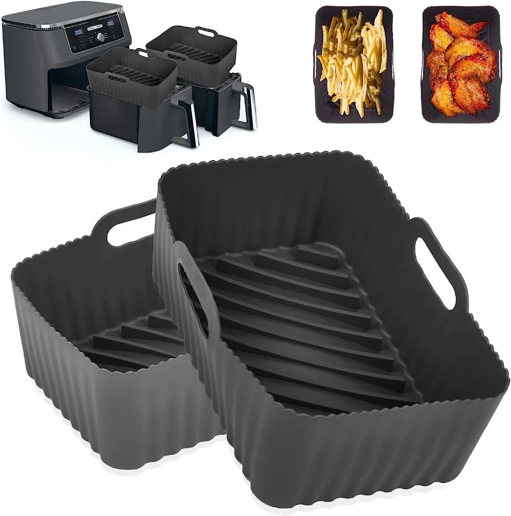 

Air Fryers Oven Baking Tray Fried Chicken Basket Mat AirFryer Silicone Pot rectangle Replacemen Grill Pan air fryer Accessories