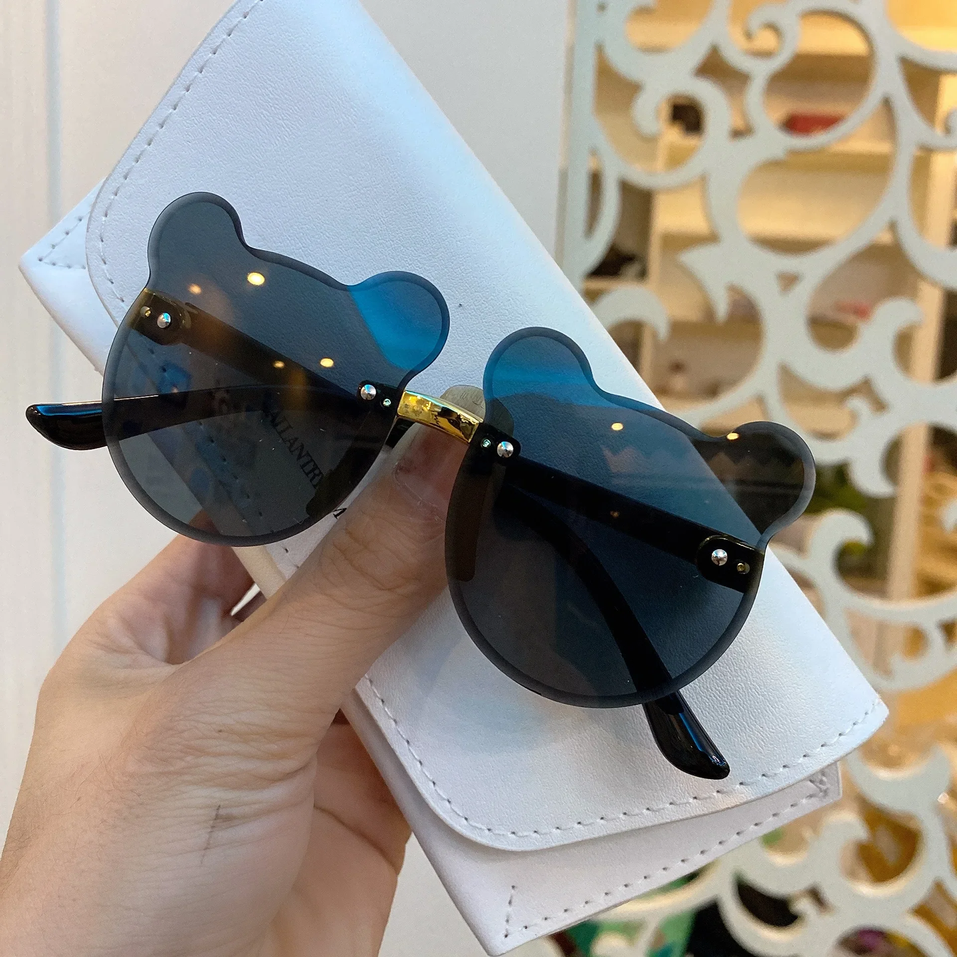 Summer Girl Boys Cute Kids Rimless Sunglasses Animal Cartoon Bear Children Baby Outdoor Sun Glasses Lunette Soleil Enfant