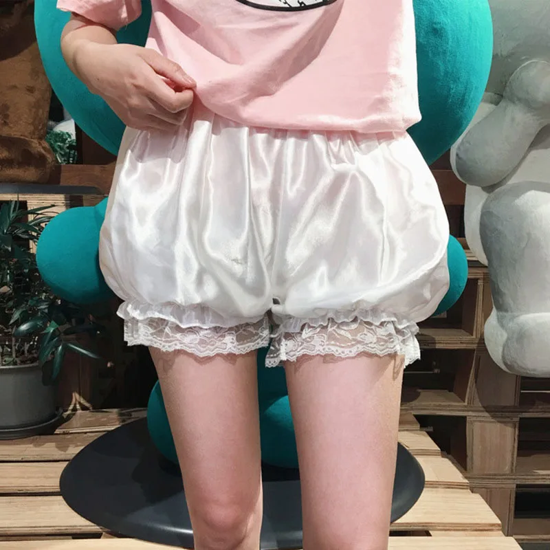 Safety Shorts Women Plus Size Under Skirt Imitation Silk Bloomers Ruffles Victorian Panties Underwear