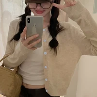 Alobee Red Cardigan Knit Early Autumn Women Clothes New 2024 Outdoor Crop Sweater Outerwear Long Sleeve Top Bottoming Shirt - Image 5