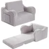 Kids Chairs for Toddler, 2-in-1 Toddler Soft Sherpa Couch Fold Out, Convertible Sofa to Lounger for Girls and Boys, Grey 3