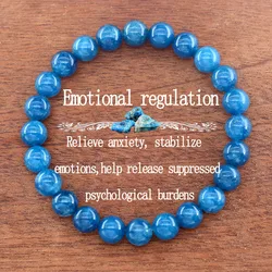 Elegant Natural Blue Sandstone and Agate Beaded Bracelet - Fashion Jewelry Gift (8mm Beads)