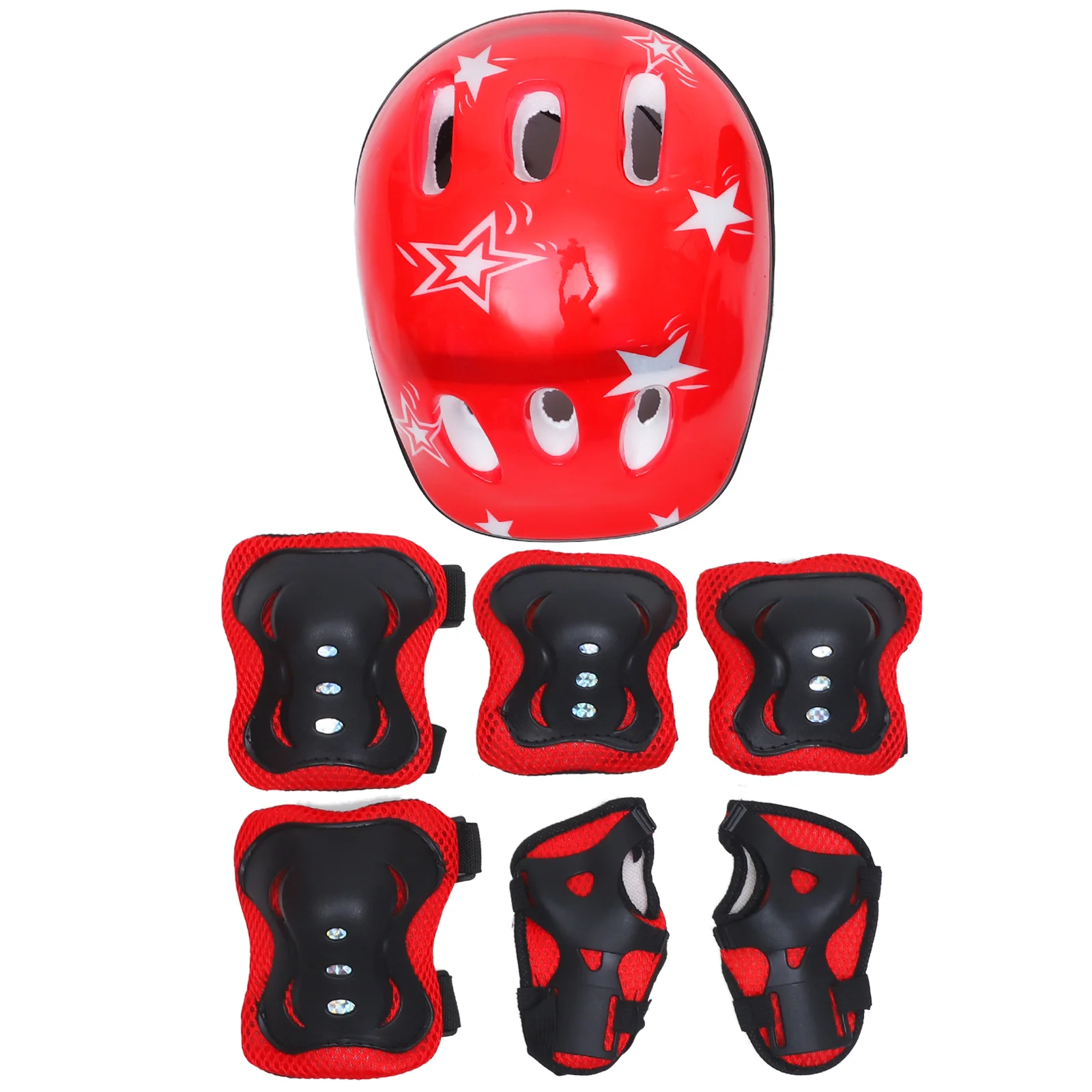 

Adjustable Kids Helmet and Protective Gear Set for Skateboarding and Sports (Red)