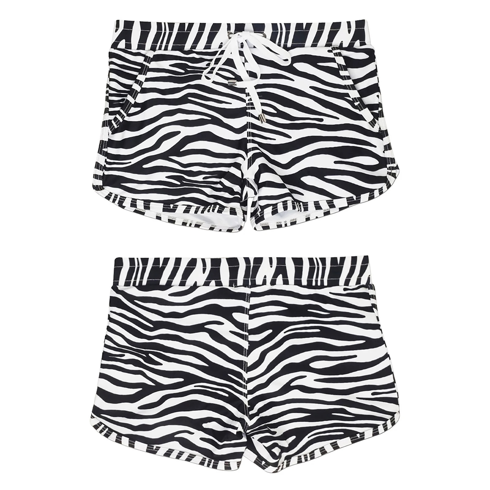 Mens Zebra Stripes Swimming Swim Trunk Shorts Drawstring Elastic Waistband Beach Sport with Pockets Swimwear 6