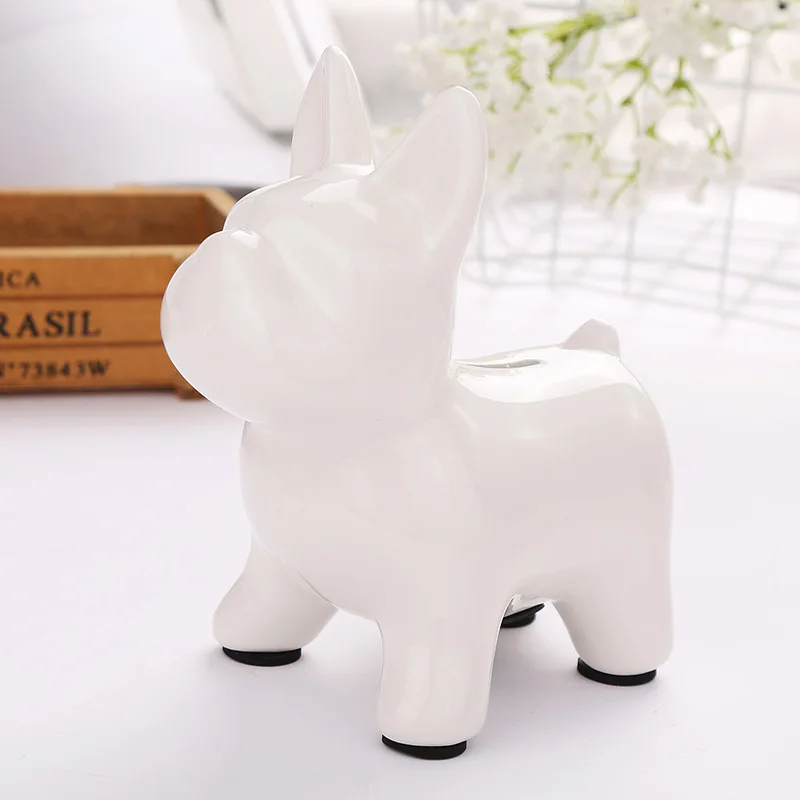 European Ceramic Crafts Bulldog Piggy Bank Home Decor Cute Piggy Bank Ornaments Creative Bulldog Money Box 6