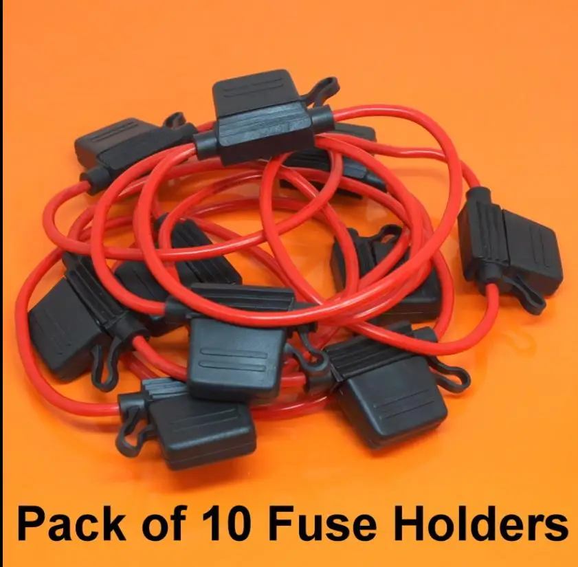 10pcs Auto Car Blade Inline Type ATM Mini Fuse Waterproof Holder Case Motor Tap Blow Blo 12V 40A 12AWG Wire Cutoff Switch Socket