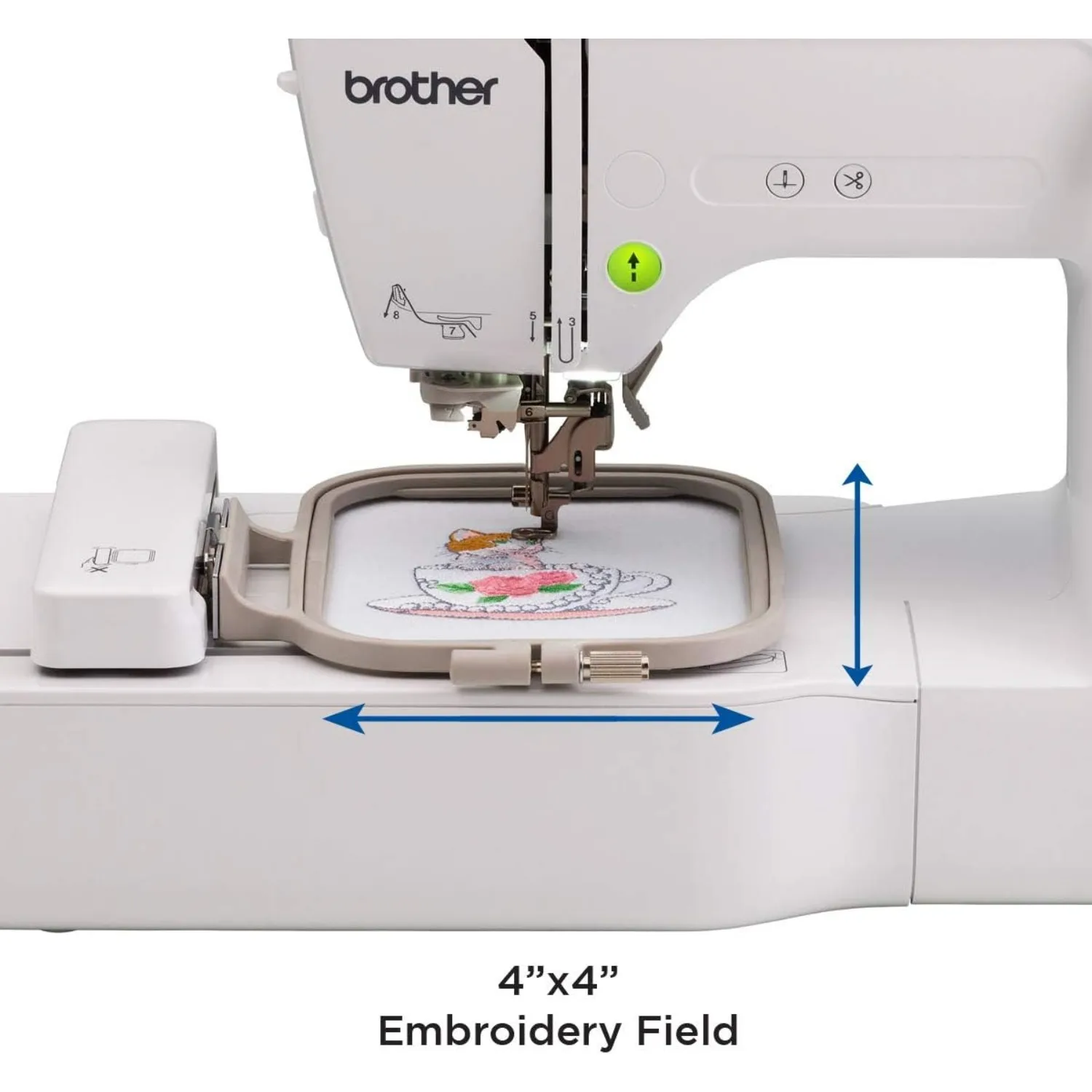 PE535 Embroidery Machine, 80 Built-in Designs, 4" x 4" Hoop Area, Large 3.2" LCD Touchscreen, USB Port, 9 Font Styles ﻿ 2