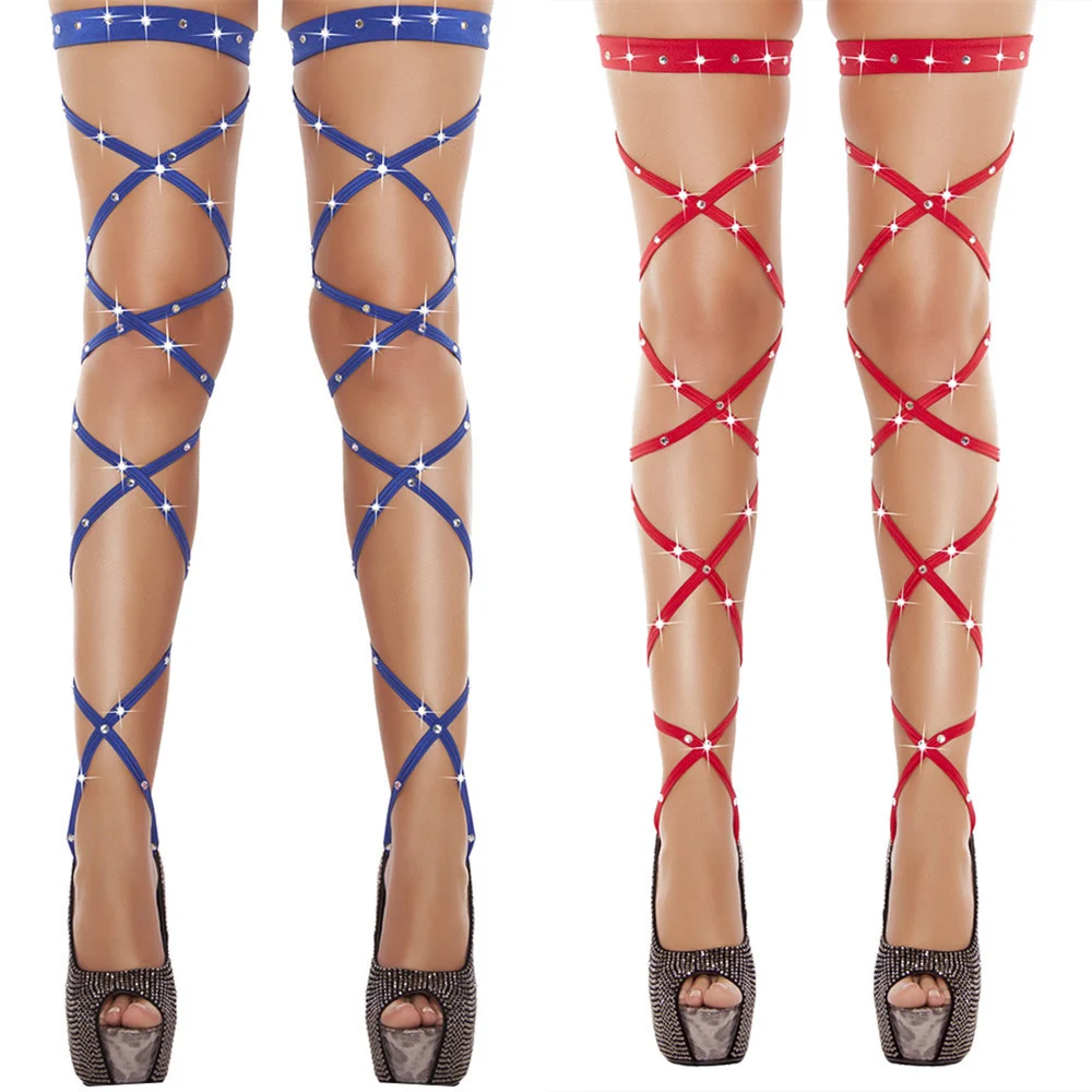 

New Fashion Bandage Hollow Out Stockings Sexy Twining Diamond Long Socks Leg Harness Shiny Soild Color Women Girls Stockings