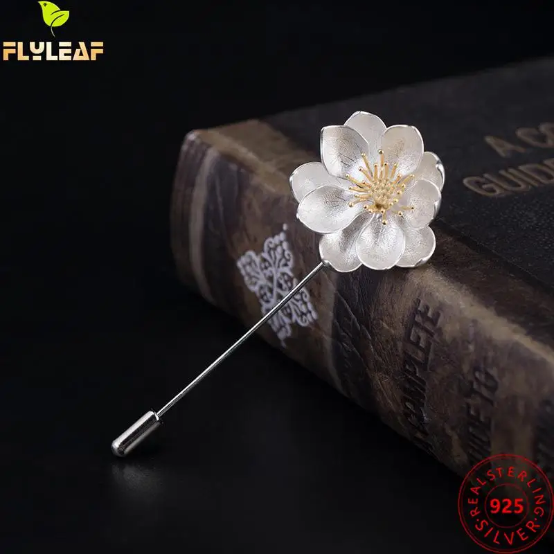S925 Sterling Silver Brooches for Women New Women's Fashion Enamel Jade  Lotus Leaf Flower Pin Corsage Jewelry Free Shipping