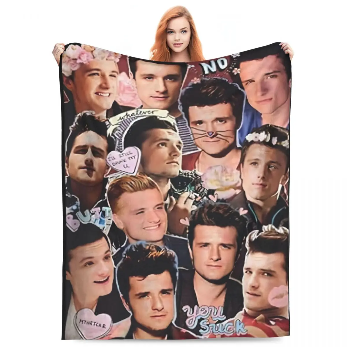 

Multifunction Vintage Josh Hutcherson Collage Blanket Bedding Decorative Throws And Blankets Ultra-Soft Fleece for Bedroom