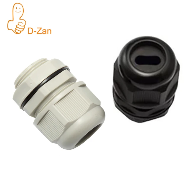 Flat Hole Plastic Cable Gland Black Waterproof Nylon Cable Gland M20 M25 M32