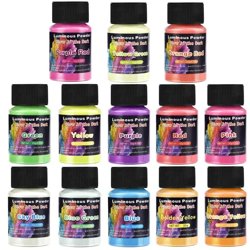 Luminous Powder Pigment 20g/Bottle Resin Pigment DIY Epoxy Resin Mold Nail Art Glitter Glow In The Dark Jewelry Making