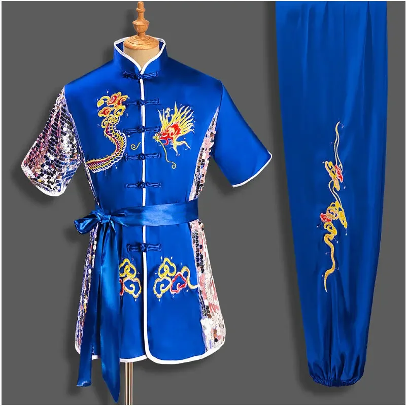 Men Women Chinese Traditional Dragon Wushu Uniform Kung Fu Clothing Set Martial Arts Uniform Tai Chi Kleding Taoist Shaolin tai chi clothing