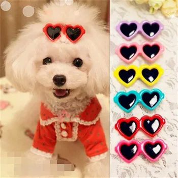 New Pet Lovely Heart Sunglasses Hairpins Pet Dog Bows Hair Clips for Puppy Dogs Cat Yorkie Teddy Pet Hair Decor Pet Supplies 1pc 1