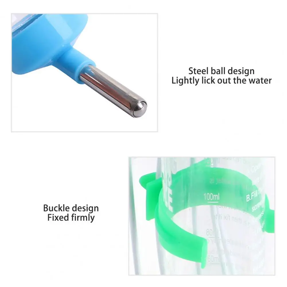125/500ml Hamster Water Bottle with Scale No Drip Leak-Proof Drinking Fountain Hanging Dispenser Automatic Feeder for Hamsters