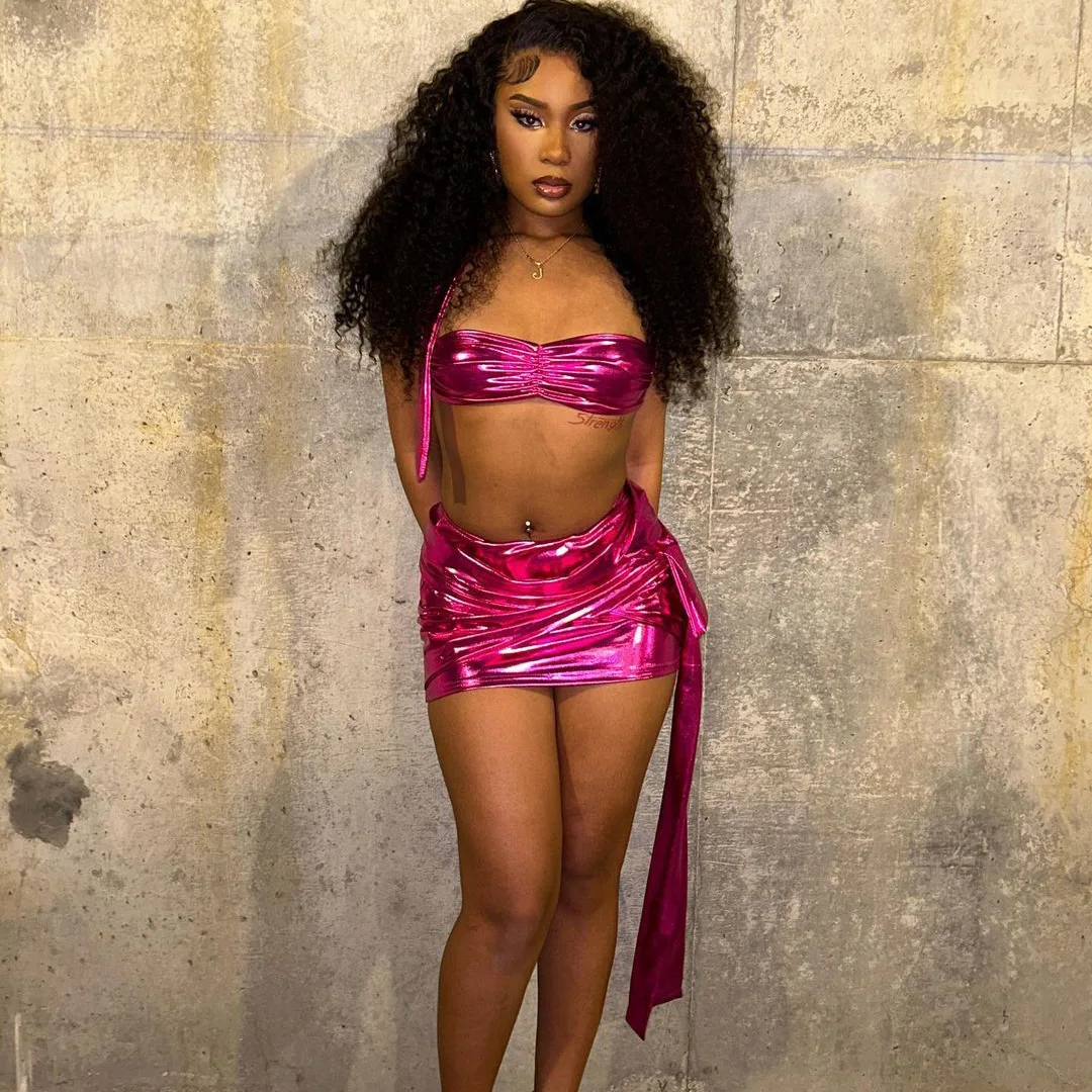 

Sexy Club Two Piece Dress Women Leather Halter Crop Top Mini Wrap Dress 2023 Summer Luxury Ribbon Cloth Female 2 Piece Skirt Set
